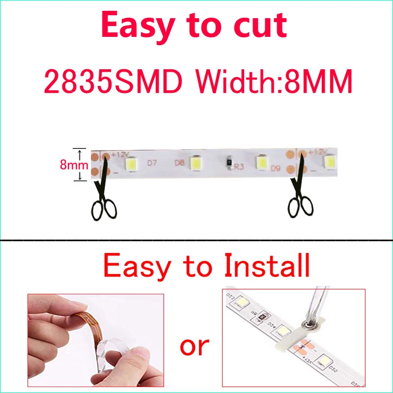 DC12V 2835 SMD RGB светодиодный полосы светильник с 3 кнопок пульта дистанционного управления, 1 м, 2 м, 3M 4M 5 м Тира полоса Лента лампы светодиодный зеркальный светильник