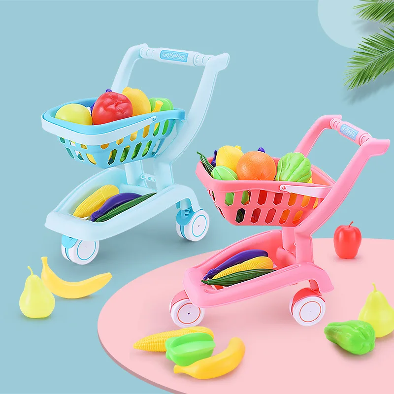 Детская корзина для покупок, игрушка для девочек, игровой дом, супермаркет, коляска, детская мини-кухня, игрушка, имитация овощей, набор