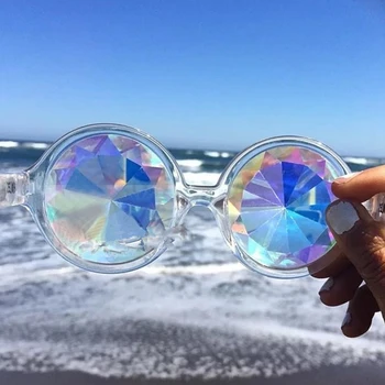 

New Kaleidoscope Glasses Rave Festival Party Sunglasses Diffracted Lens-Transparent