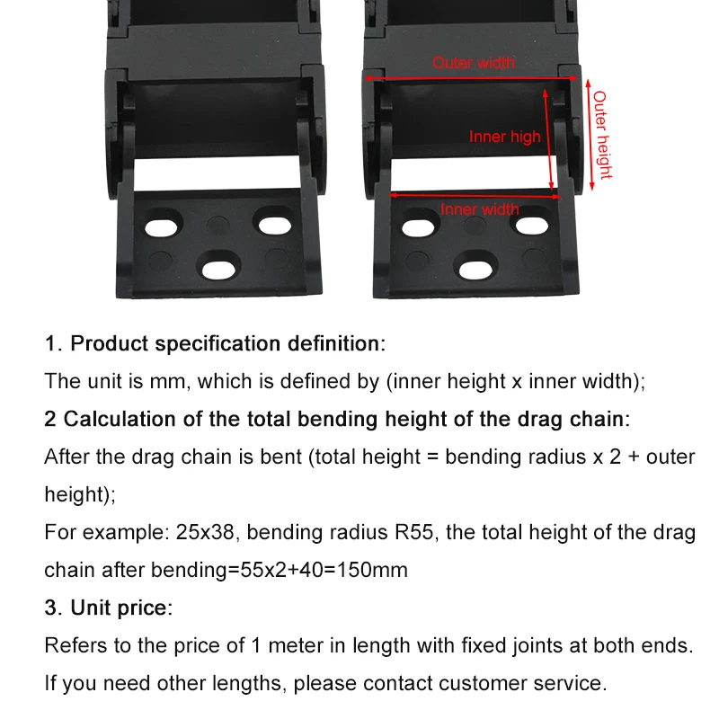 1M Bridge Cable Drag Chain Wire Rack With End Transmission Connector Machine Used To Excite CNC Co2 Laser Cutting Machine