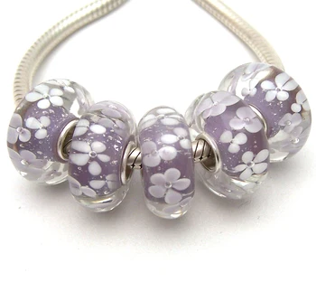 

JGWG1686 5X 100% Authenticity S925 Sterling Silver Beads Murano Glass beads Fit European Charms Bracelet diy jewelry Lampwork