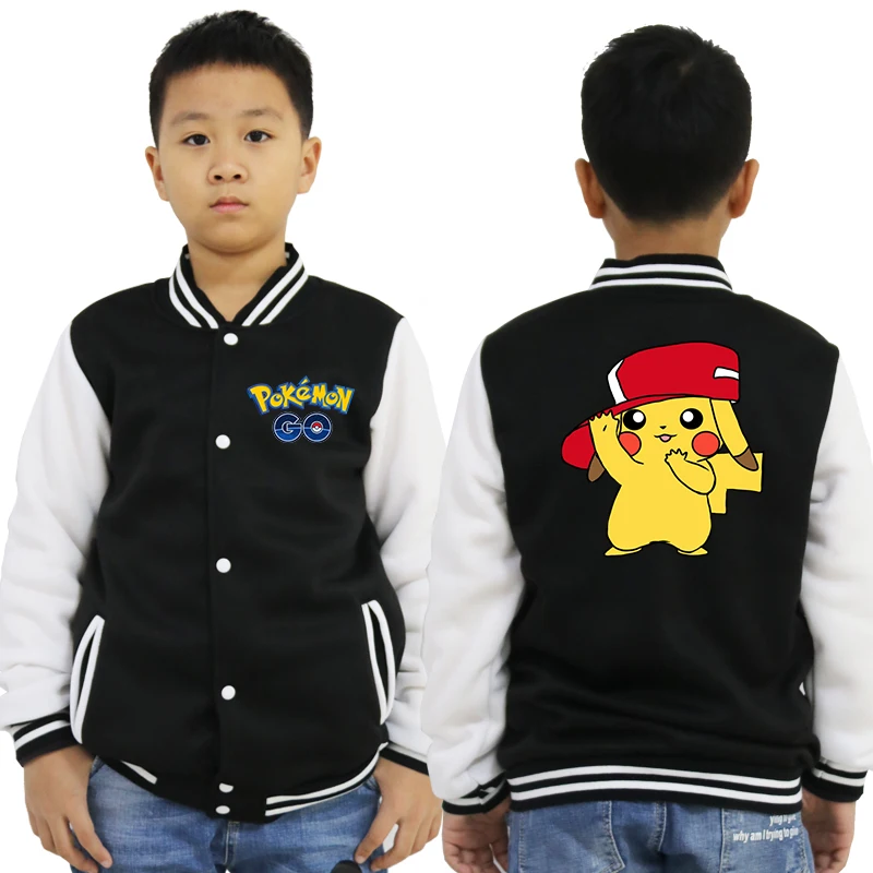 baseball jacket 6 Новое поступление, зимняя одежда куртки с принтом Покемон для маленьких мальчиков и девочек, бейсбольная куртка для малышей Повседневный свитер детские спортивные топы - Цвет: baseball jacket 6