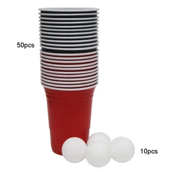 

50 Pcs BeerPong Party Mug Plastic Beer Pong Cups Camping Christmas Party Supplies Props