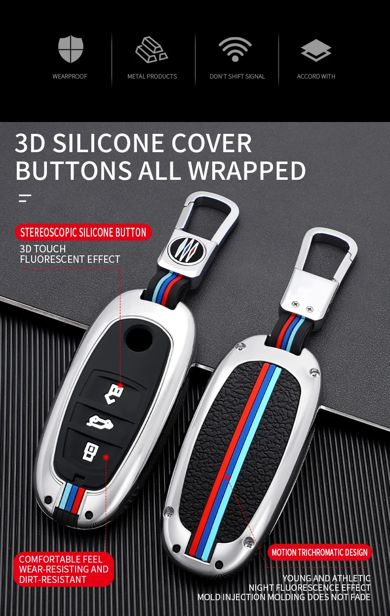 Nuovo supporto di copertura chiave dell'automobile in lega di zinco di alta qualità per Volkswagen VW Touareg 3 pulsanti Fob accessori senza chiave - H18f70ac0fb9f4860b06d0494c379fca3i