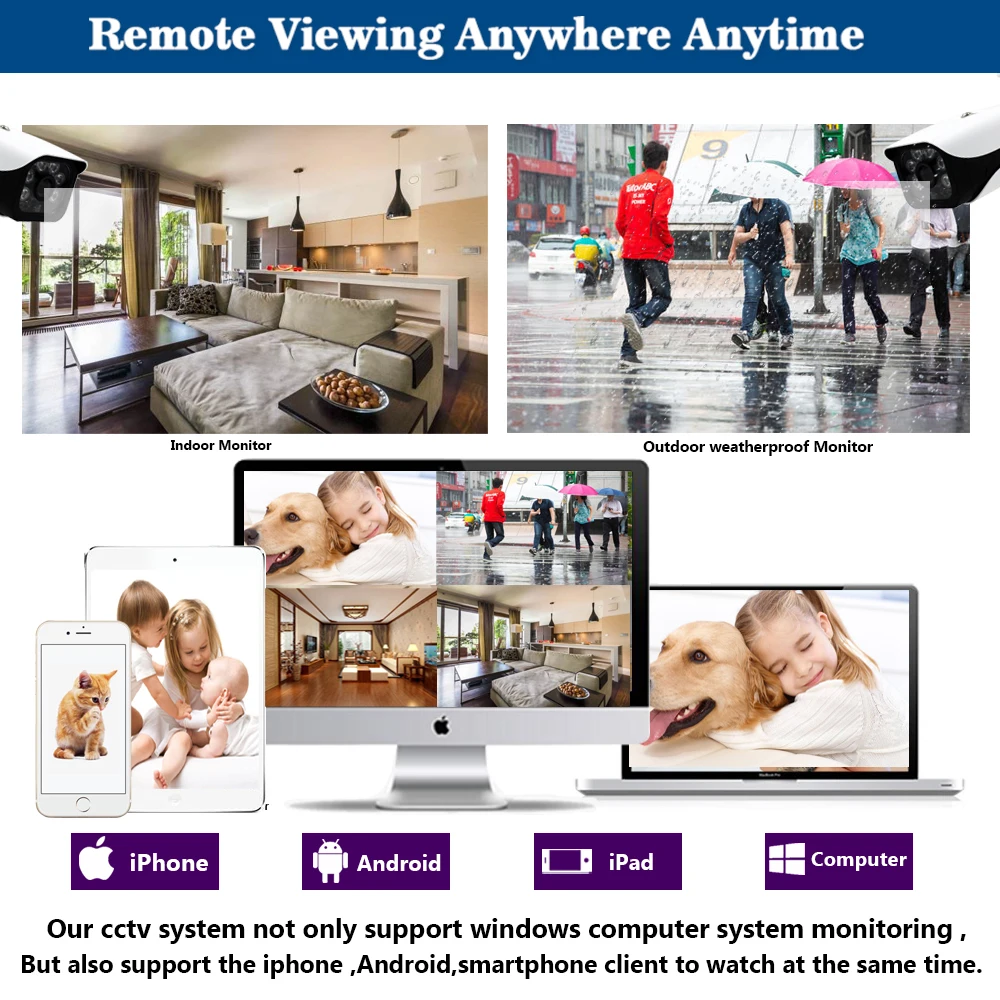  8CH Super HD 5MP del Sistema di Sicurezza CCTV motion detection Metallo Esterna Impermeabile HD Fot