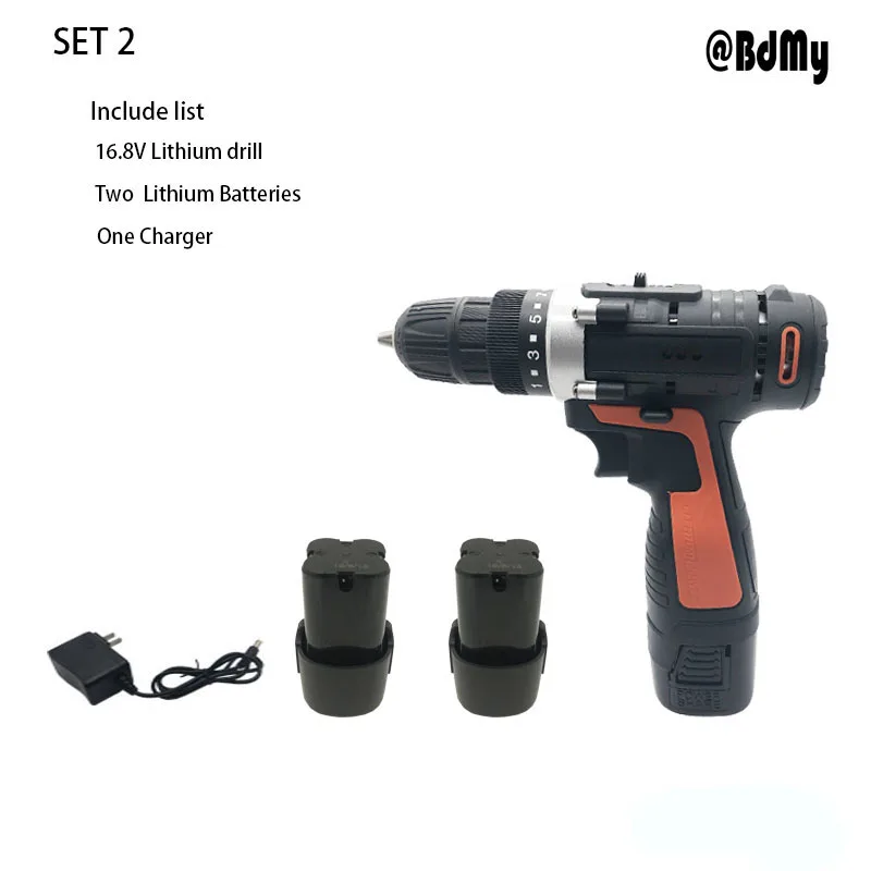 BDMY 16,8 VCordless литиевая батарея электрическая дрель двухскоростная Беспроводная электрическая дрель мини Беспроводная электрическая дрель-отвертка