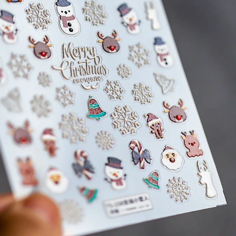 1 Sheet 5D Christmas Nail Sticker Relief Many Images Art Self-Adhesive Foil Decal For Decor | Красота и здоровье