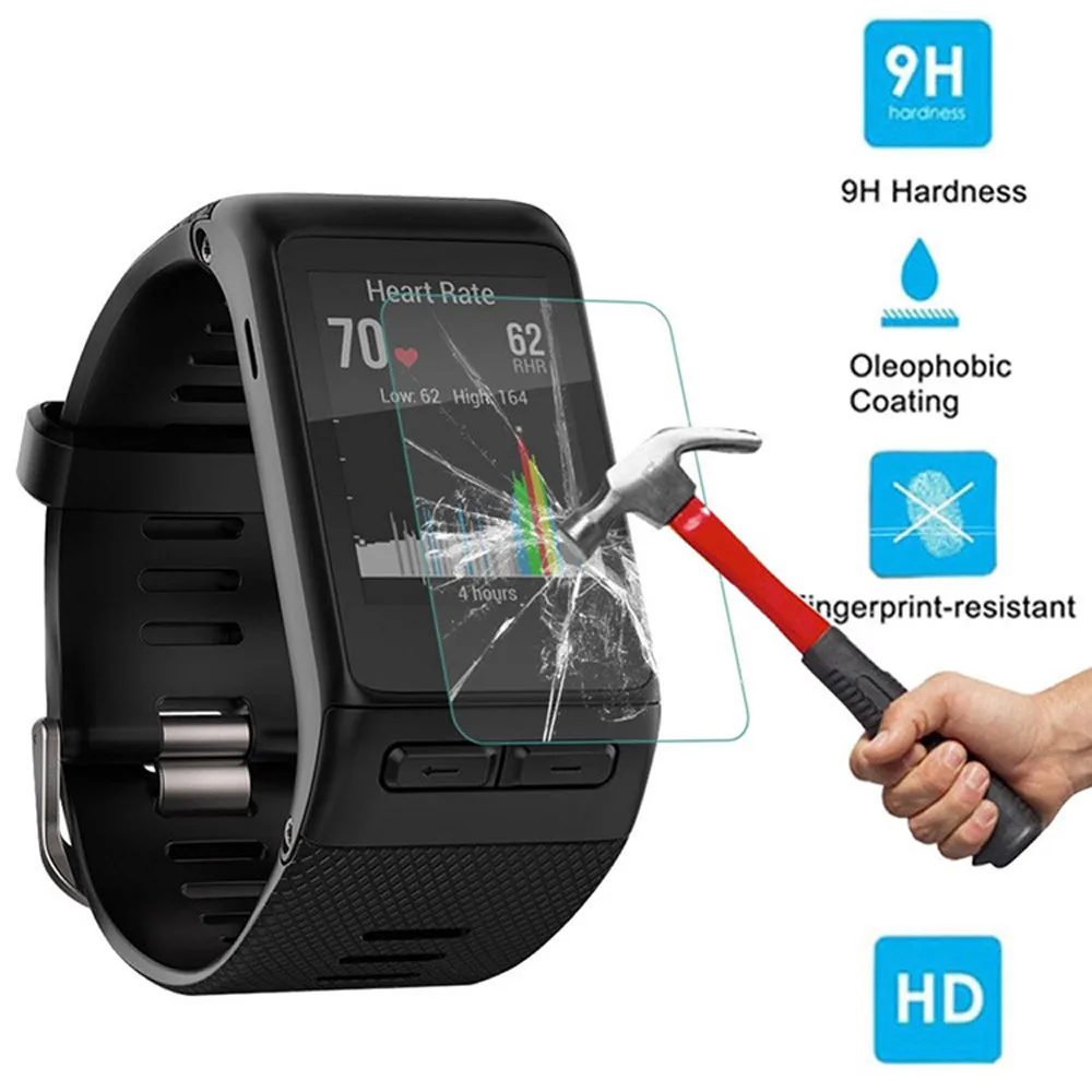 

2PC 9H+ Tempered Glass Screen Protector Protective Film For Garmin Vivoactive HR Anti-shatter Protect Glass For Smart Watch