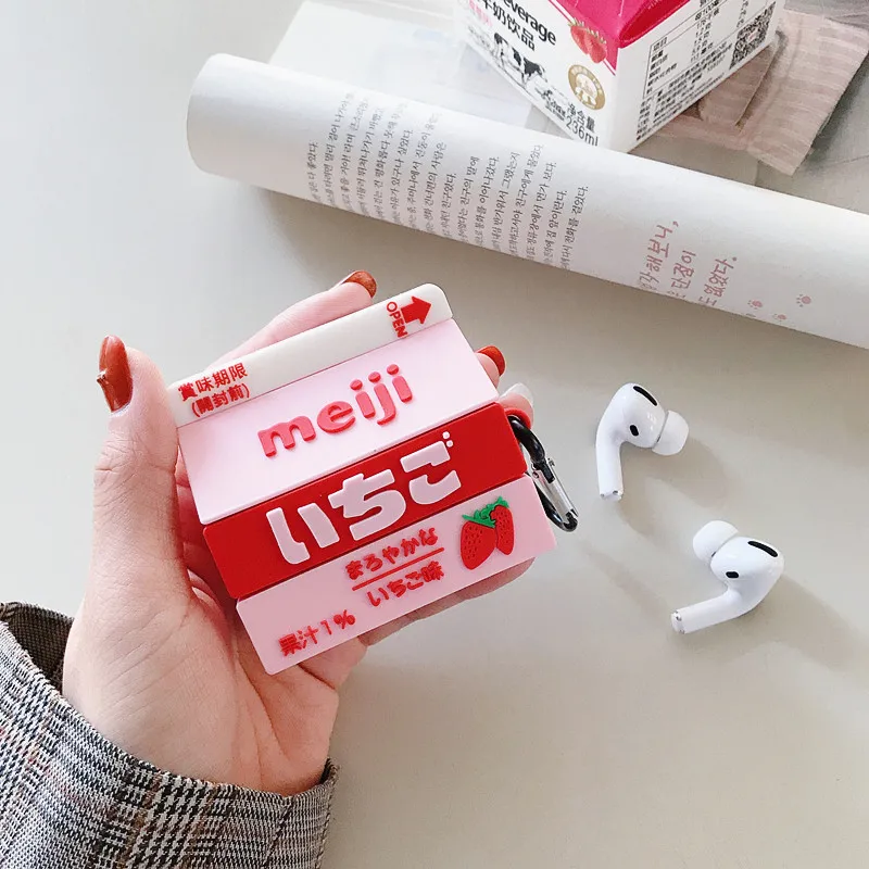 3D чехол для наушников s для AirPods чехол с милой бутылкой клубничным Молоком Для Apple Airpods pro защитный чехол для Earpods чехол для наушников