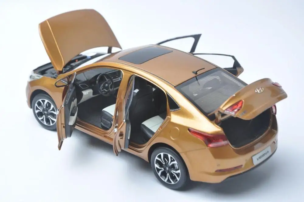 1:18 литая модель для Hyundai Verna Solaris 2016 оранжевая игрушечная машинка из сплава