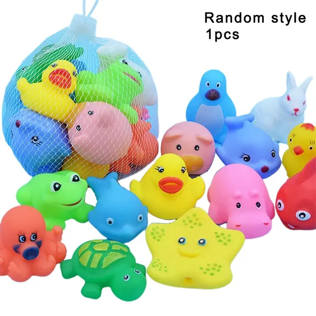 10 Pcs/Set Baby Cute Animals Bath Toy Swimming Water Toys Soft Rubber Float Squeeze Sound Kids Wash Play Funny Gift 6