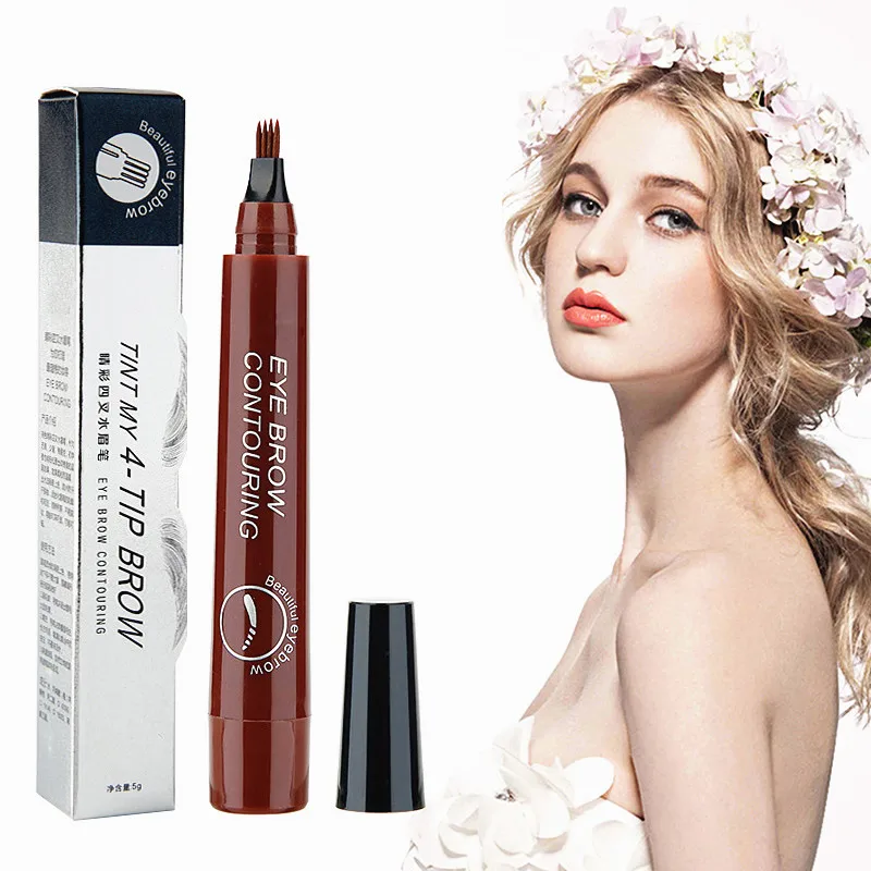 2021 Fashion 5 Colors 3D Microblading Eyebrow Tattoo Pen 4 Fork Fine Sketch Liquid Pencil Waterproof Tint Makeup | Красота и здоровье