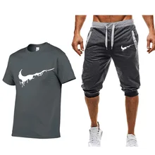 Summer Men's Sets T Shirts+shorts men Brand clothing Two piece suit tracksuit Fashion Casual Tshirts Gyms Workout Fitness Sets