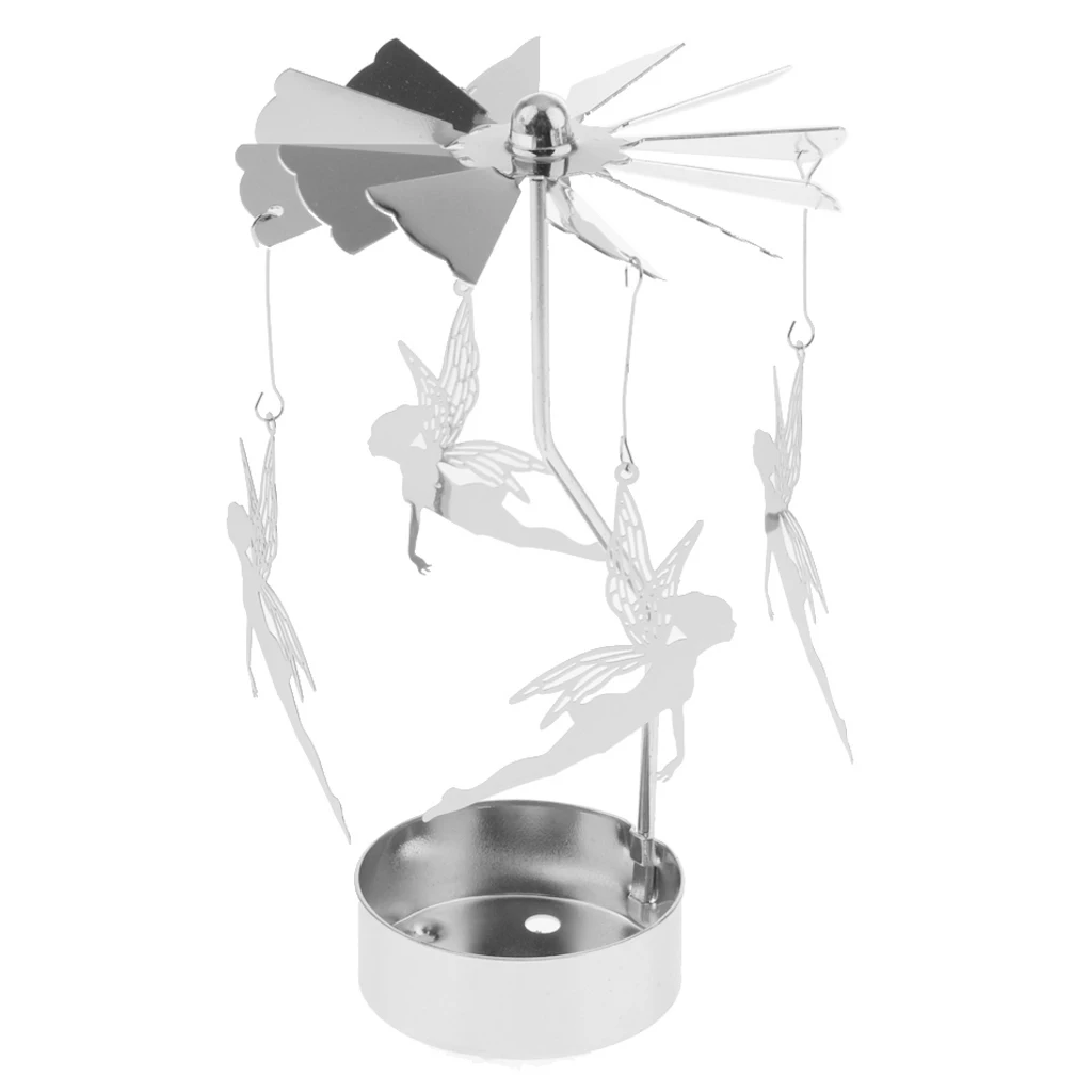 1x Tea Light Candle Holder Silver Rotating Style Candlestick Xmas Decor 1x Tea Light Candle Holder Silver Rotating Style Candlestick Xmas Decor