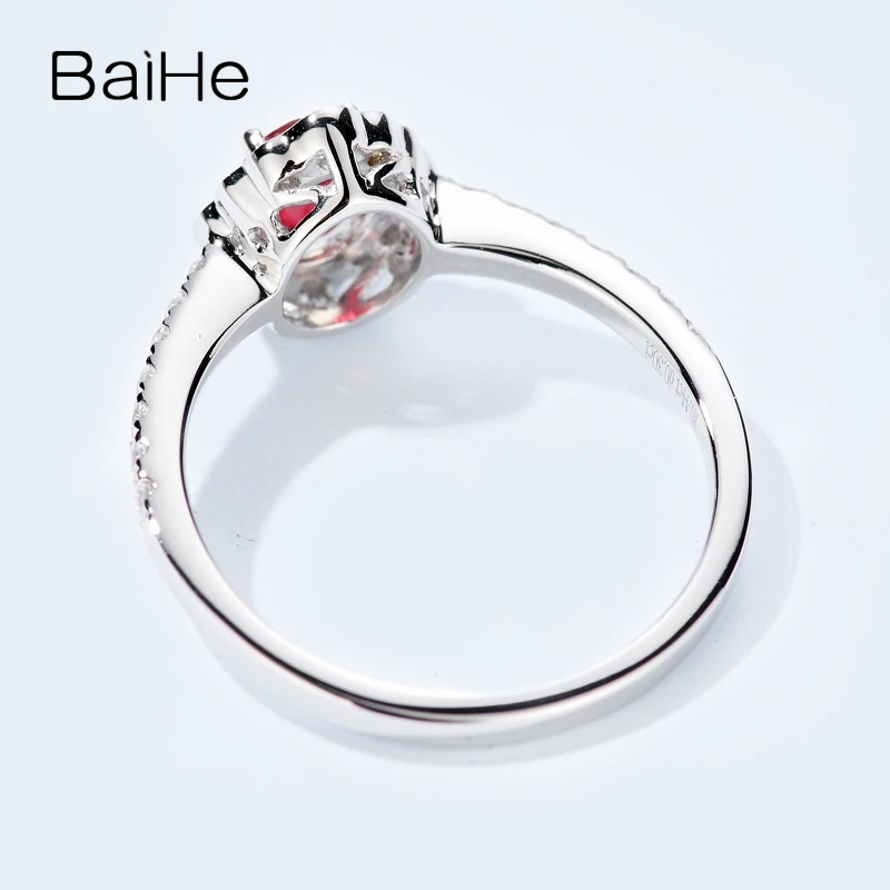 BAIHE Solid 14K белое золото(AU585) около 0.44ct сертифицировано натуральная Рубиновая свадьба Модные женские ювелирные украшения Подарочное кольцо