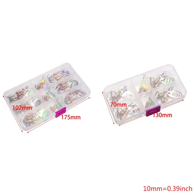 Atificial Esche Da Pesca In Metallo con Treble Ganci tackle Assortiti In Linea Spinner Esche Cucchiaio per la Spigola Salmone Trota D'acqua Dolce