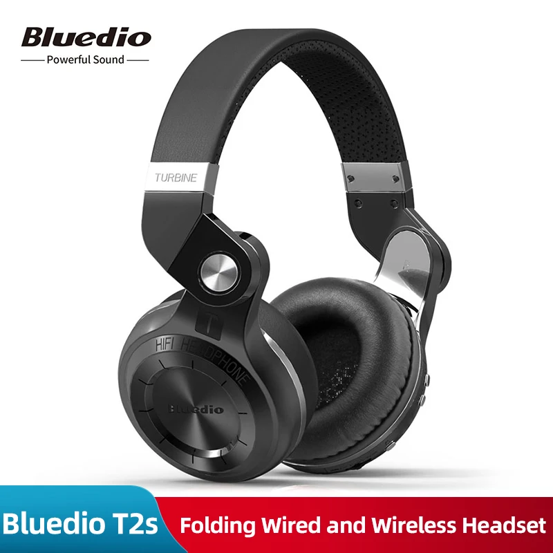 

Original Bluedio T2s Bluetooth Leather Headphones with Mic Rotary Folding Wired and Wireless Sport Headset for iPhone PC /Tablet