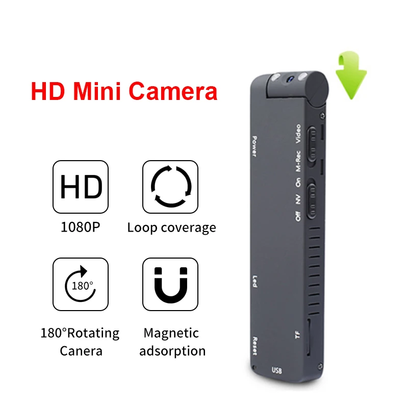 

Boblov Mini Camera 1080P HD Motion Detection Video Recorder Pen Magnetic Cam 180 Degree Rotating Lens DVR