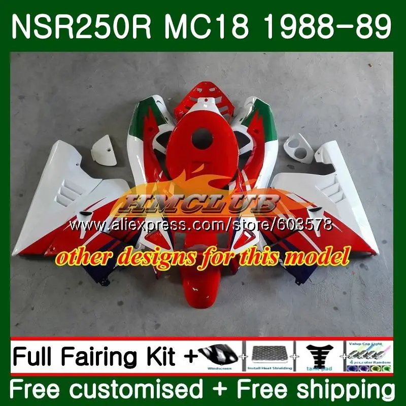 Kit For HONDA NSR 250 R MC18 PGM2 NSR 250R NS250 NSR250R 1988 1989 100CL.0 MC16 NSR250 R RR NSR250RR 88 89 Fairing silvery red