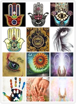 

5D Diamond Mosaic Full Squarer/Round Diamond Embroidery Icon DIY Diamond Painting Hand of Fatima Paste Decor Paintings Kit
