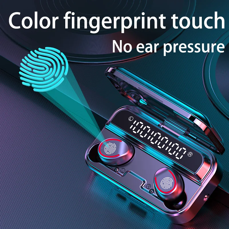 Bluetooth 5 1 Wireless Headphones with microphone Waterproof Sport TWS Earphones Touch Control Music Earbuds Mini Flashlight