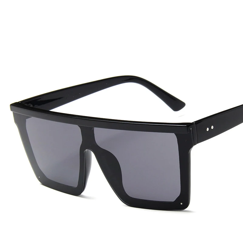 2022 Oversized Sunglasses Women Big Frame Square Flat Top Rivet Gradient Lens Sun Glasses Female Men Vintage Mirror Shades UV400