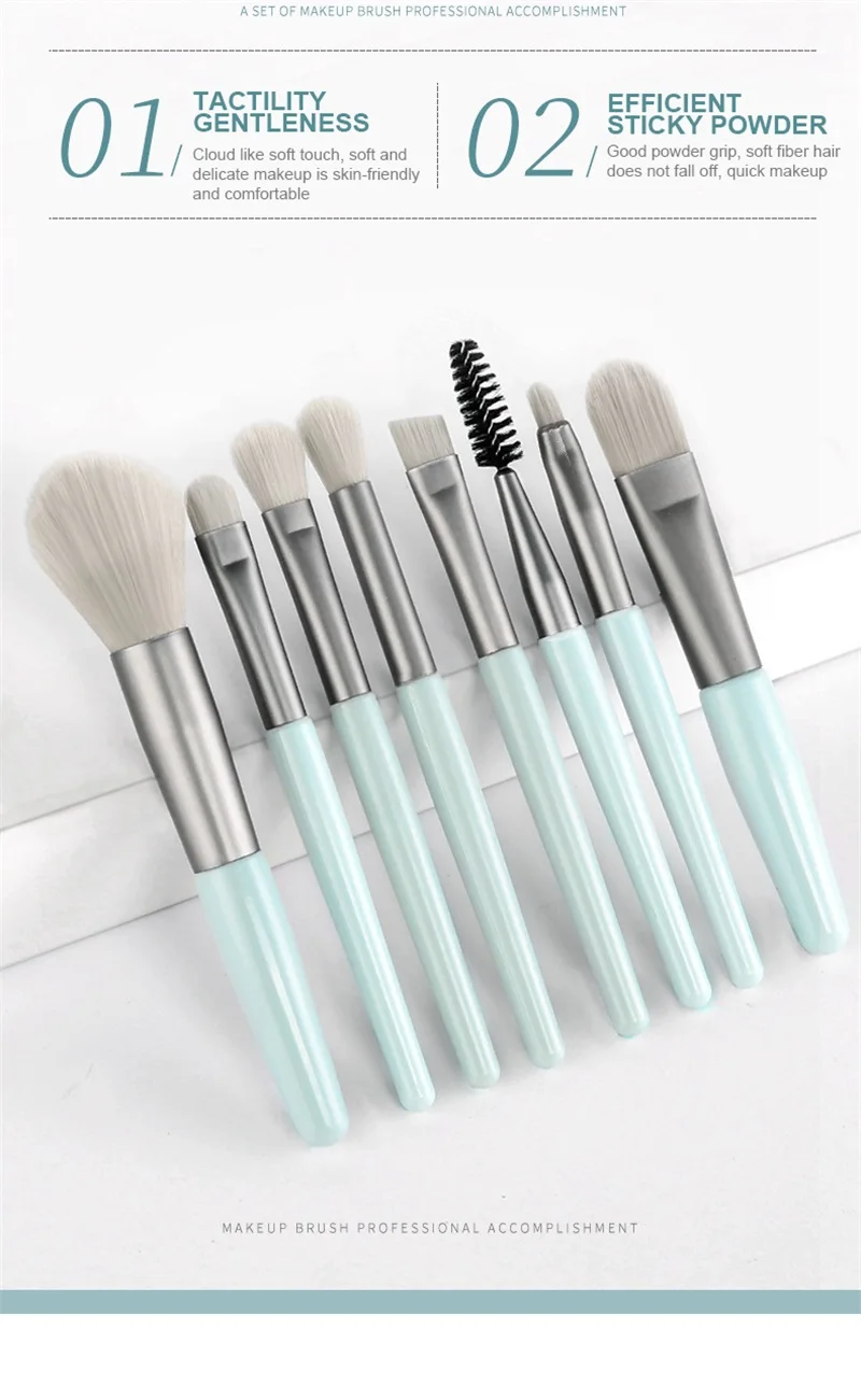 8Pcs Mini Travel Women Unicorn Makeup Brush Set Portable Soft Concealer Beauty Foundation Eye Shadow Tool Eyelash Brush With Bag