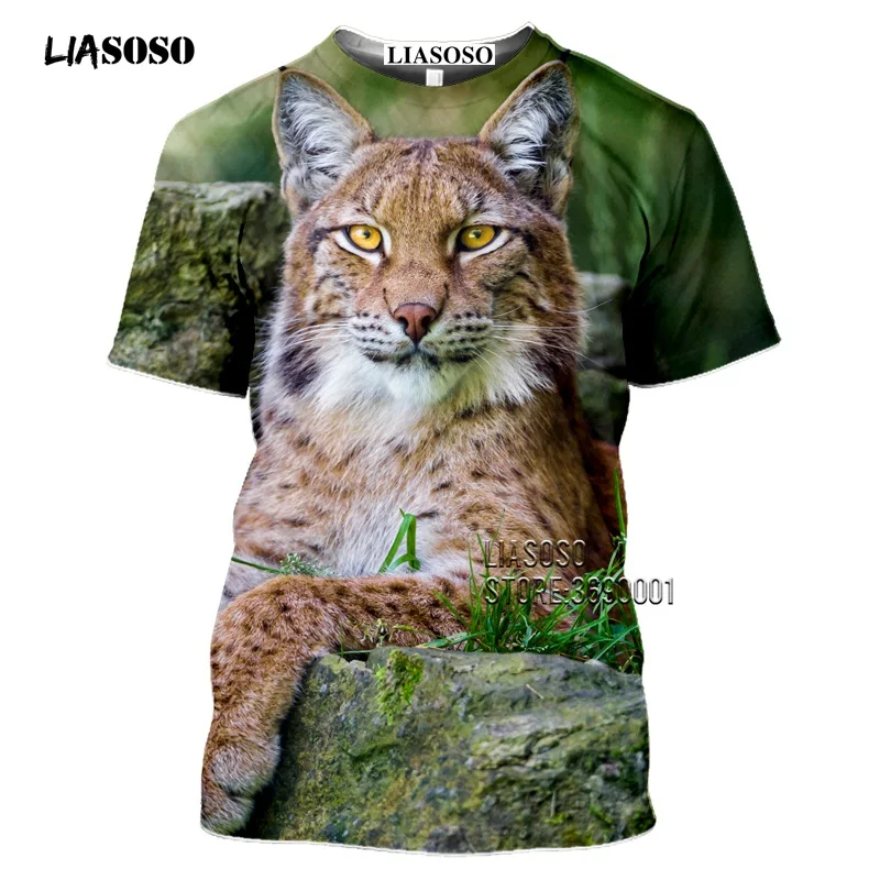 Футболка liaseo eurasia lynx с 3D-принтом кота дикой природы мужская женская футболка