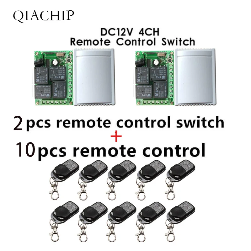 

433Mhz Universal Wireless 2pcs Remote Control Switch DC12V 4CH relay Receiver Module and 10pcs 4 channel RF Remote 433 Mhz