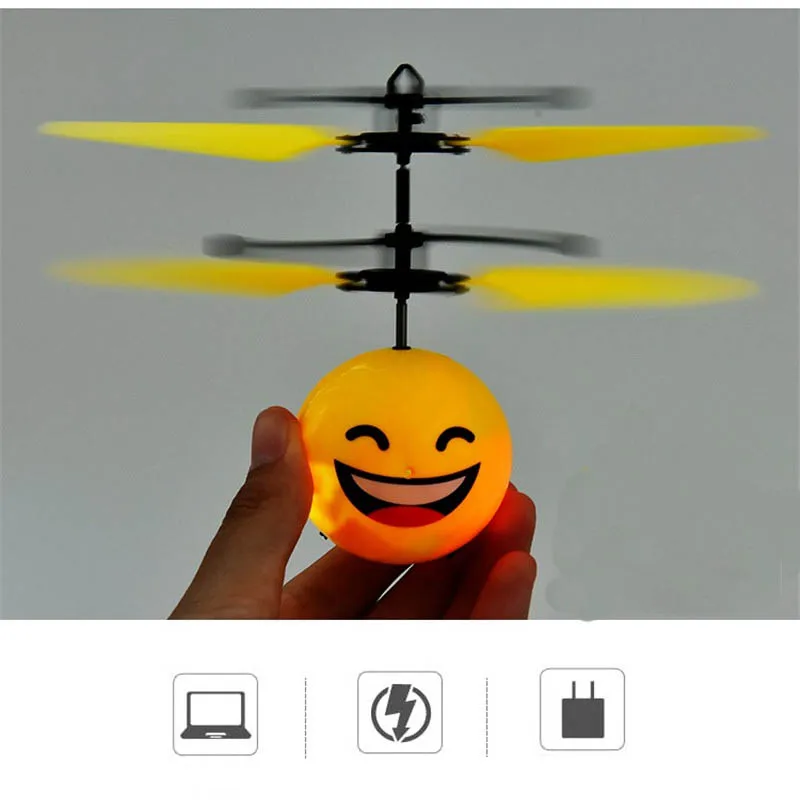 

Flying Ball RC Luminous Kid's Flying Balls Anti-stress Mini Drone Facial Expression Toy RC Helicopter Aircraft gift drone gift