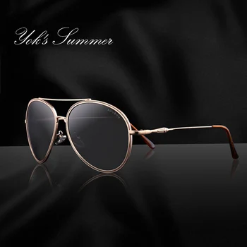 

YOK'S Vintage Pilot Polarized Sunglasses Women Men Brand Metal Frame UV400 Coating Driving Shadow Goggles Glasses HN1333