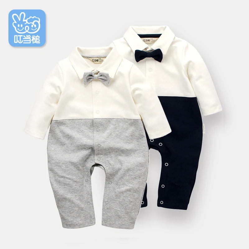 Dinstry Spring New born Rompers Clothing handsome bowtie Baby Costumes