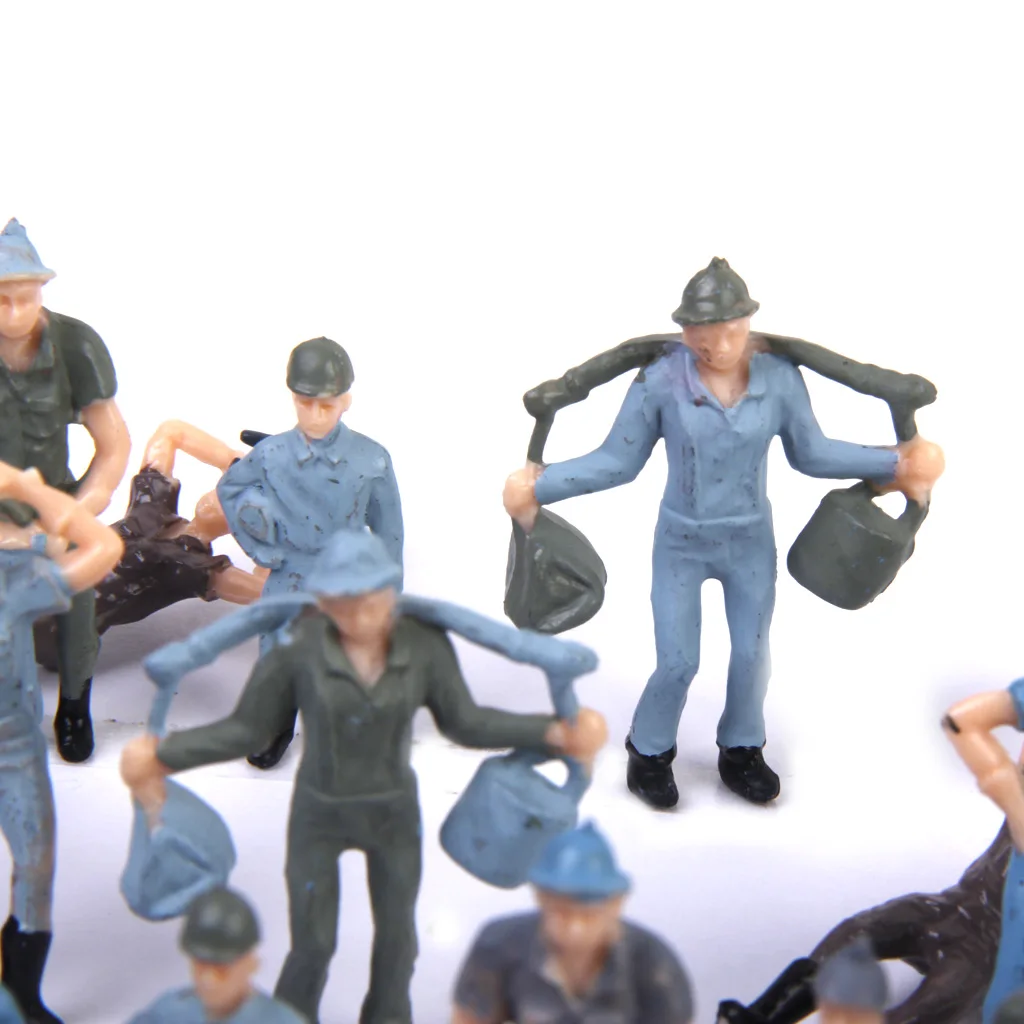 50pcs Railroad Track Workers Figure Set Railway Train Layout  Painted Mixed Model Train Railway People Figures 1:42 HO Scale