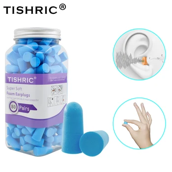10/60/120/160 Pcs TISHRIC 귀마개 수면 귀 플러그 PU 스폰지 귀 플러그 소음 감소 속도 35.5db 소음 방지 수면 귀 플러그