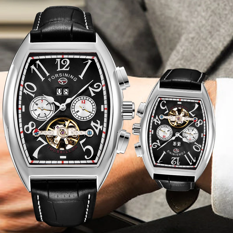 

Forsining Barrel Dial Relogio Masculino Luxury Automatic Mechanical Men's Watch Date Week Display Tourbillon Sport Men's Watch