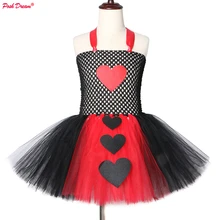 Шикарный сон Алиса в стране чудес Красная Королева Косплей Одежда для девочек Дети Сердце королева Рождество Дети пачка платья для маленьких девочек
