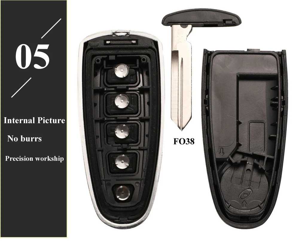 Keyforkess guscio chiave di ricambio per Ford Edge Escape Flex Explorer Taurus 5 pulsanti telecomando Fob custodia custodia FO38 HU101 lama - H18f85fd32119496080b3e5cca4897ff0Z