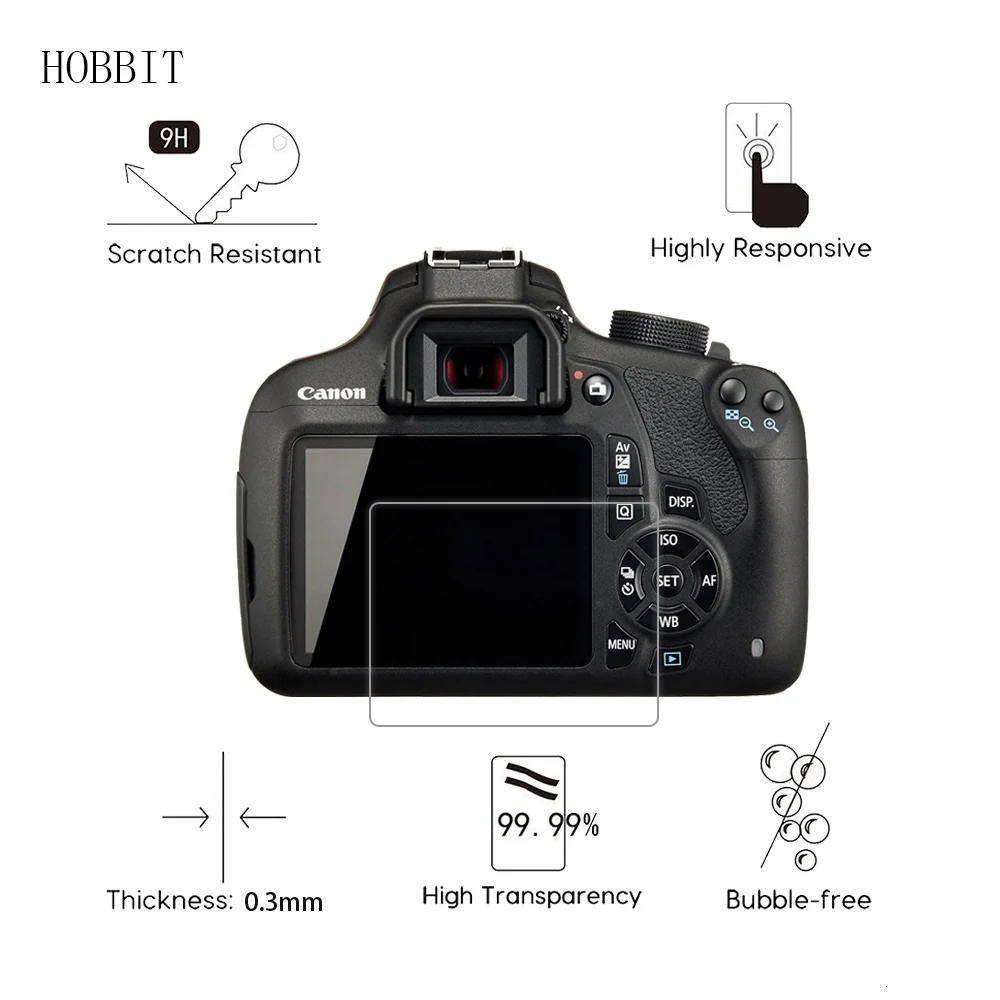 2 упаковки для Canon EOS Kisss X70/Kiss X80 0,3 мм 2.5D 9H прозрачное Закаленное стекло Защитная пленка для цифровой камеры с защитой от царапин