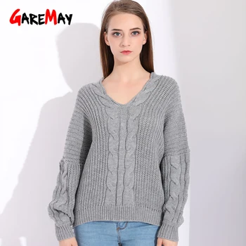 

Sweater Oversize Women Autumn V neck Sweater Women Winter Sweater And Pullover 2018 Thick Warm Knitted Sweater Oversized Knits
