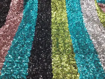

Fashion African Velvet Lace Fabric Rainbow Embroidered Sequins Lace Fabric High Quality French Tulle Lace Fabric Party Dress