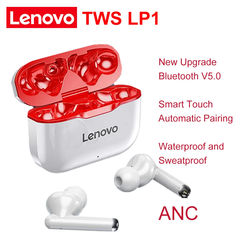Оригинальные беспроводные Bluetooth-наушники Lenovo LP1 сенсорные стереонаушники с