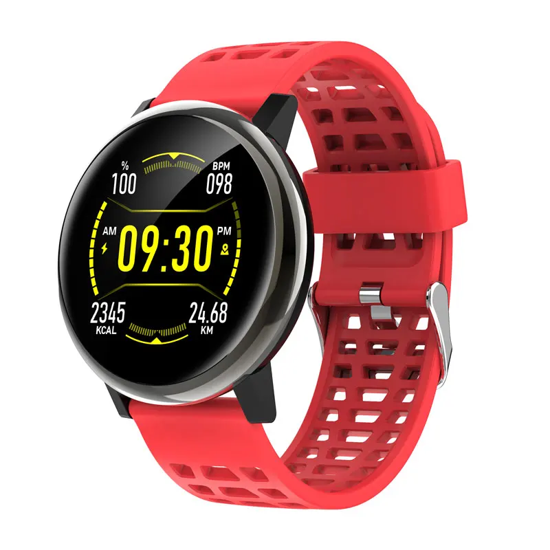 Смарт-часы для мужчин и женщин, кровяное давление, полный сенсорный экран, умные часы для женщин, водонепроницаемые IP68, часы с сердечным ритмом для Android IOS - Цвет: Red