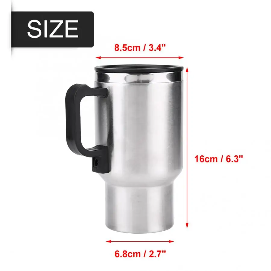 Electric Kettle 60W 12V 450ml Electric Water Kettle Stainless Steel Car Heating Cup Coffee Tea Car Cup Mug Travel Water Coffee Milk Thermal Mug