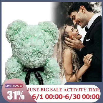 

Valentines Day Gift 25cm Red Rose Bear Rose Flower Artificial Gift Gifts Christmas Women Valentines Drop Decoration Shippin M3H1