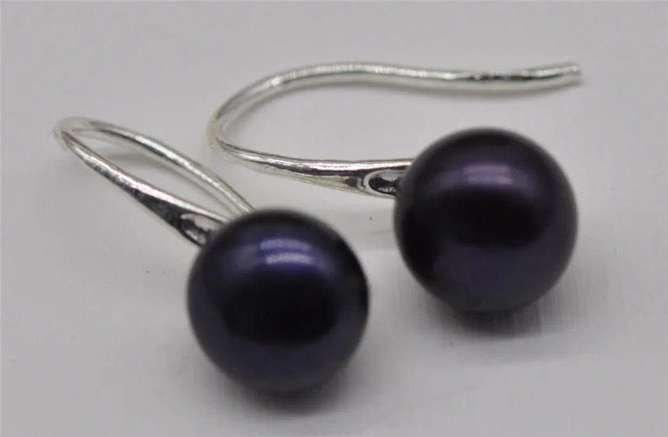 

HABITOO Natural 8-9mm Black Freshwater Pearl Earrings 925 Silver Stud Earring Ladies Pearl Earrings Jewelry Gift for Women