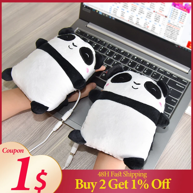 ENticerowts 1 Paire De Gants Mignon Dessin Animé Toast Doux Chauffe-Mains USB Chauffage Gants sans Doigts Mitaine