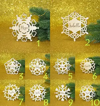

Personalized Wooden Snowflake, custom Christmas ornament, laser cut wooden decoration, name ornament, personalized decor