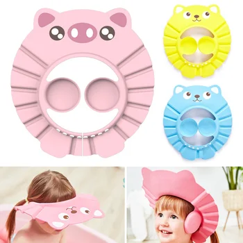 

3 Pcs Baby Shower Shampoo Cap Hat Adjustable Wash Hair Shield Safe for Children FJ88