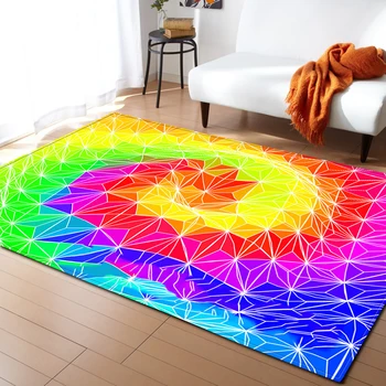 

Modern Simple Home Decor Floor Mat Soft Flannel Bedroom Bedside Area Rugs Abstract Colorfull Roll Painting Living Room Carpet