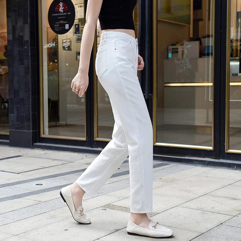 Женские джинсы с высокой талией размера плюс, свободные прямые модные повседневные джинсы для мам, шаровары и черные джинсы, бренд Jeansalliance